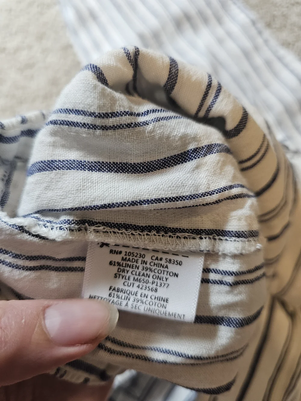 Joie Striped Drawstring Linen-Blend Pants - White & Navy - Picture 4 of 7